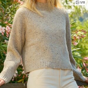 Mollusk California Teddy Sweater Oatcake Beige Mockneck Cropped Size Small
